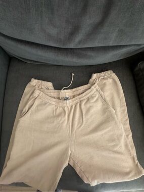 Los Angeles Apparel Beige Drawstring Athletic Shorts